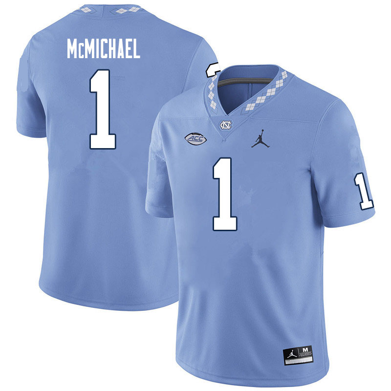 Men #1 Kyler McMichael North Carolina Tar Heels College Football Jerseys Sale-Carolina Blue